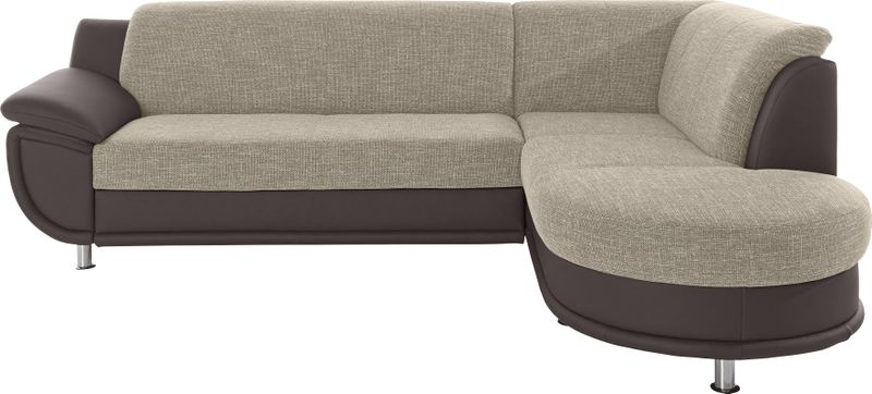 TRENDMANUFAKTUR Ecksofa "Rondo 3, zeitlos und bequem, Materialmix, breite Armlehnen, L-Form", wahlweise mit Federkern für mehr Komfort, wahlweise mit Bettfunktion
