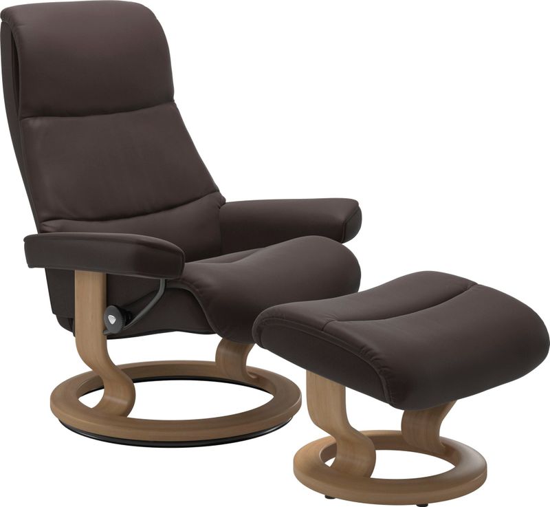 Stressless Relaxsessel "View", (Set, Relaxsessel mit Hocker), mit Classic Base, Größe M,Gestell Eiche