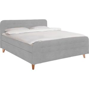 TOM TAILOR HOME Boxspringbett "NORDIC BOX", mit Knopfheftung im Kopfteil und Fußteil, Füße in Buche natur