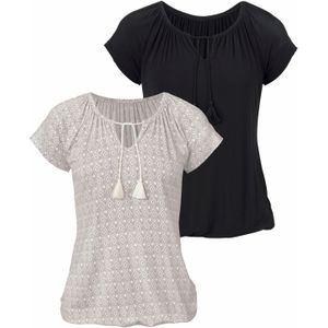 Vivance Kurzarmshirt "mit leicht gerafftem Ausschnitt", (2er-Pack), aus weichem Viskose-Stretch