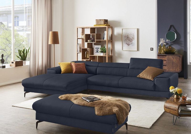 W.SCHILLIG Ecksofa "piedroo, Designsofa mit tollem Sitzkomfort, bequem und elegant, L-Form", Kopfteilverstellung, wahlweise mit Sitztiefenverstellung, Breite 343cm