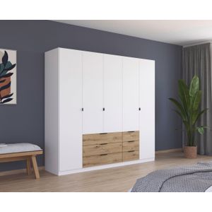 rauch Drehtürenschrank "Kleiderschrank Schrank Garderobe Schlafzimmerschrank DAVOA", mit farblich abgesetzten Schubkästen in Eiche Artisan MADE IN GERMANY