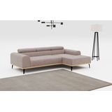 Places of Style Ecksofa "Carlo L-Form", mit Kopfteilverstellung & Holz-Rahmenoptik, optional Relaxfunktion