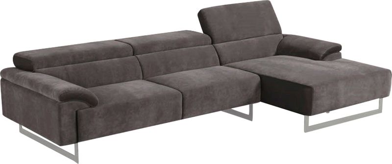 Egoitaliano Ecksofa "Malika, L-Form", mit Recamiere, inkl. Kopfteilverstellung und chromfarbenen Metallfüßen
