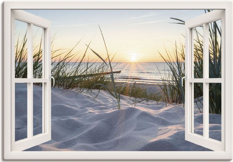 Artland Wandbild "Ostseestrand durchs Fenster", Meer Bilder, (1 St.), als Alubild, Outdoorbild, Leinwandbild, Poster, Wandaufkleber