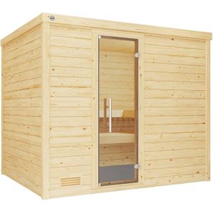 weka Sauna "Massivholzsauna BERGEN 3", Blockbohlen, moderne Ganzglastür