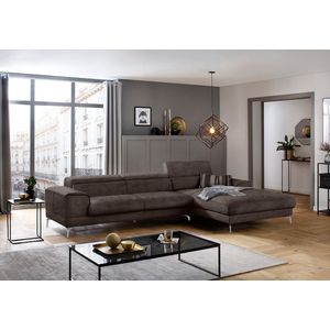 W.SCHILLIG Ecksofa "piedroo, Designsofa mit tollem Sitzkomfort, bequem und elegant, L-Form", Kopfteilverstellung, wahlweise mit Sitztiefenverstellung, Breite 343cm