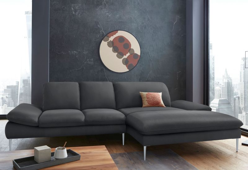 W.SCHILLIG Ecksofa "enjoy&MORE, Designsofa, elegant und bequem, L-Form", mit Sitztiefenverstellung, Füße silber matt, Breite 310 cm