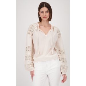 Monari Langarmbluse "Bluse Spitzeneinsatz", Mit Rundhalsausschnitt