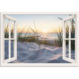 Artland Wandbild "Ostseestrand durchs Fenster", Meer Bilder, (1 St.), als Alubild, Outdoorbild, Leinwandbild, Poster, Wandaufkleber