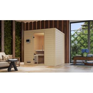 Karibu Sauna "Menja", 9-kW-Ofen mit externer Steuerung