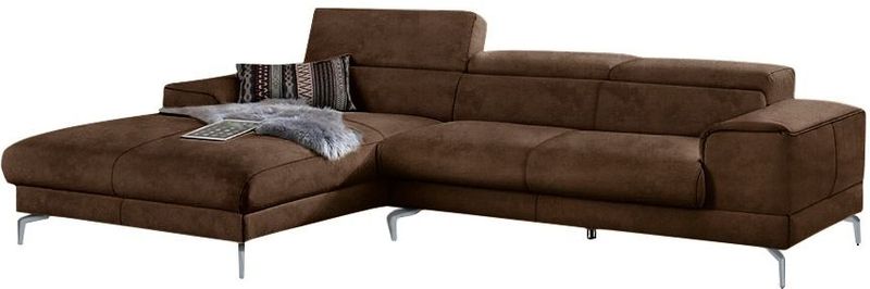 W.SCHILLIG Ecksofa "piedroo, Designsofa mit tollem Sitzkomfort, bequem und elegant, L-Form", Kopfteilverstellung, wahlweise mit Sitztiefenverstellung, Breite 303cm