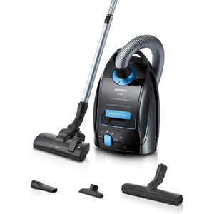 SIEMENS Bodenstaubsauger "Q 5.0 extreme silencePower VSQ5X1232, Made in Germany, Hygiene-Filter", mit Beutel, hohe Saugkraft, integriertes Zubehör, langes Kabel, leise, schwarz