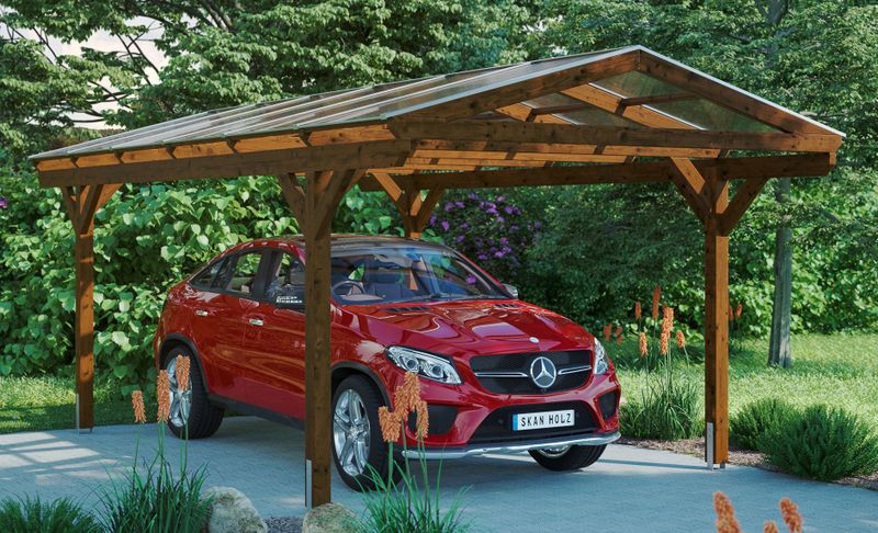 Skanholz Einzelcarport "Westerwald", Leimholz-Nordisches Fichtenholz, 326 cm, braun