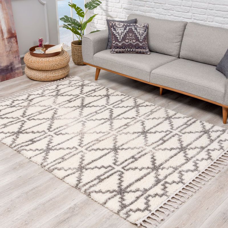 Carpet City Hochflor-Teppich "Pulpy 530", rechteckig, 30 mm Höhe, besonders weich, mit Fransen, Geo-Muster