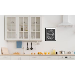 queence Bild "Melonen", Obst-Obst Bilder-Schwarz-Weiß-Kunst, (1 St.), HD Premium Poster-Druck inkl. Holzrahmen