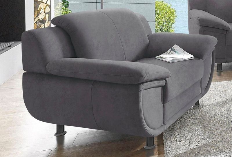 TRENDMANUFAKTUR Sessel "Rondo, Breite 121 cm, breite Armlehnen, Füße schwarz"