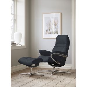 Stressless Relaxsessel "Sunrise", (Set, Relaxsessel mit Hocker), mit Hocker, mit Cross Base, Größe S, M & L, Holzakzent Schwarz