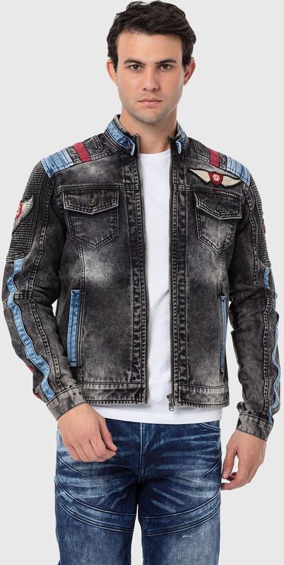 Cipo & Baxx Jeansjacke "Jeans Jacket", ohne Kapuze, mit coolen Stickereien