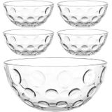 LEONARDO Schale "Schalen-Set CUCINA OPTIC, 5er Set, 4x Ø 10 cm & 1x Ø 21,5 cm", 5 tlg., aus Glas, Spülmaschinengeeignet