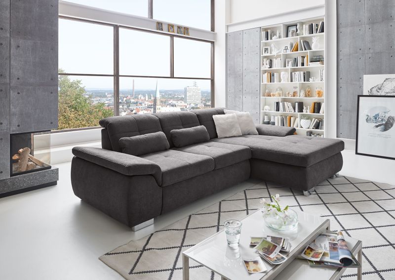 Die PlanBar Ecksofa "MP-IN16037 L-Form mit Federkern-Polsterung", mit Sitztiefenverstellung & Zierkissen