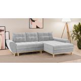Home affaire Ecksofa "Ahrdorf mit Bettfunktion und Bettkasten, Maße: B/H/T 268/86/175 cm", L-Form mit 3 Rückenkissen und moderne gerundete Armlehnen
