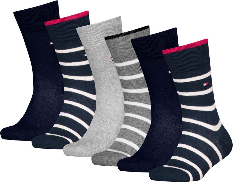 Tommy Hilfiger Socken "TH KIDS SOCK 6P BRETON STRIPE ECOM", (6 Paar), gestreift und uni