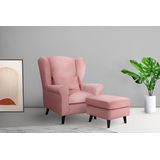 Home affaire Sessel "Ohrensessel CHISTELLE, wahlweise mit Polsterhocker", mit Wellenunterfederung, Maße: B/T/H: 81/87/99 cm
