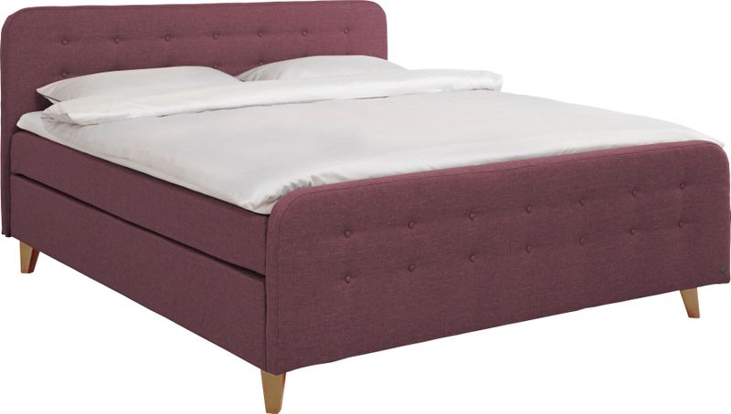 TOM TAILOR HOME Boxspringbett "NORDIC BOX", mit Knopfheftung im Kopfteil und Fußteil, Füße in Buche natur