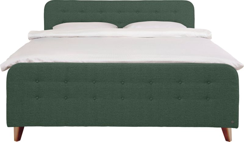 TOM TAILOR HOME Boxspringbett "NORDIC BOX", mit Knopfheftung im Kopfteil und Fußteil, Füße in Buche natur