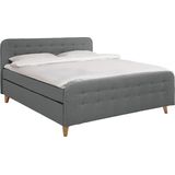 TOM TAILOR HOME Boxspringbett "NORDIC BOX", mit Knopfheftung im Kopfteil und Fußteil, Füße in Buche natur