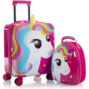 Heys Kofferset "Super Tots, 46 cm, Einhorn", (Set, 2 tlg., Kinderkoffer und Rucksack), Heys x Joachim Llambi Kindertrolley Kinder Reisegepäck