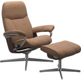 Stressless Relaxsessel "Consul", (Set, Relaxsessel mit Hocker), mit Hocker, mit Cross Base, Größe S, M & L, Holzakzent Wenge