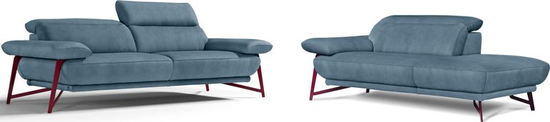 Egoitaliano Polstergarnitur "Anais, Design mit hohem Sitzkomfort für mehr Bequemlichkeit", Set: bestehend aus Sofa und Ottomane, inkl. Kopfteilverstellung