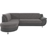TRENDMANUFAKTUR Ecksofa "Rondo 3, zeitlos und bequem, Materialmix, breite Armlehnen, L-Form", wahlweise mit Federkern für mehr Komfort, wahlweise mit Bettfunktion