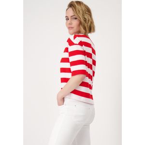 Monari Sweatshirt "Sweatshirt Ringel", Mit tiefem Rundhalsausschnitt