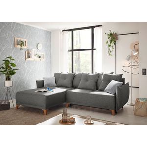 ED EXCITING DESIGN Ecksofa "Pamplona L-Form", mit Bettfunktion, Bettkasten, Rücken- und Zierkissen, frei im Raum