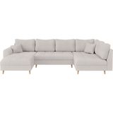 Home affaire Wohnlandschaft "CHARRE U-Form mit Ottomane, Maße B/T/H: 310/161/81 cm", feine Steppung, lose Rücken- und Zierkissen, auch in Cord und Bouclé