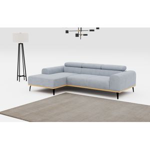Places of Style Ecksofa "Carlo L-Form", mit Kopfteilverstellung & Holz-Rahmenoptik, optional Relaxfunktion