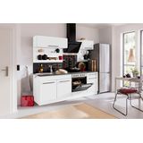 KOCHSTATION Küchenzeile "KS-Tulsa", mit E-Geräten, Breite 210 cm, schwarze Metallgriffe, MDF Fronten