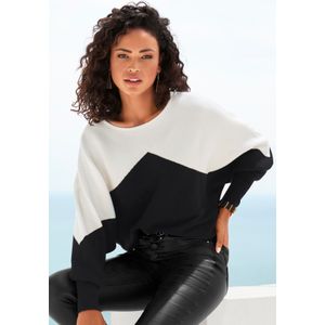 LASCANA Strickpullover, mit Colorblock-Optik und leichten Fledermausärmeln