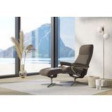 Stressless Relaxsessel "View", (Set, Relaxsessel mit Hocker), mit Hocker, mit Cross Base, Größe S, M & L, Holzakzent Braun