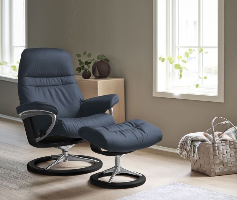 Stressless Relaxsessel "Sunrise", (Set, Relaxsessel mit Hocker), mit Signature Base, Größe S, Gestell Schwarz