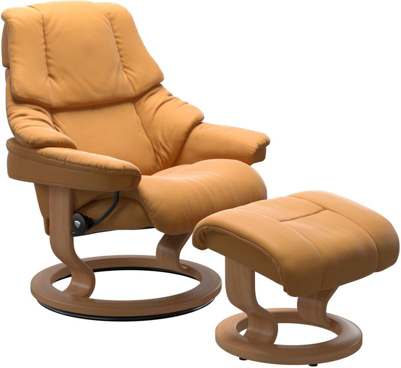 Stressless Relaxsessel "Reno", (Set, Relaxsessel mit Hocker), mit Hocker, mit Classic Base, Größe S, M & L, Gestell Eiche