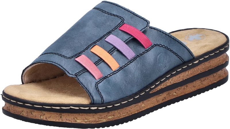 Rieker Keilpantolette, Sommerschuh, Hausschuh, Pantolette mit bequemem Keilabsatz