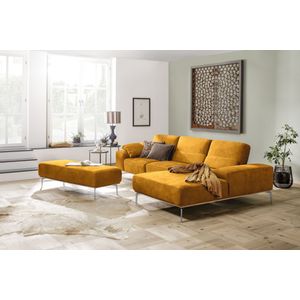 W.SCHILLIG Ecksofa "run, Designsofa mit tollem Sitzkomfort, bequem, L-Form", mit elegantem Holzsockel, Füße in Chrom glänzend, Breite 319 cm