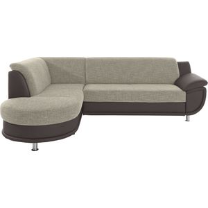 TRENDMANUFAKTUR Ecksofa "Rondo 3, zeitlos und bequem, Materialmix, breite Armlehnen, L-Form", wahlweise mit Federkern für mehr Komfort, wahlweise mit Bettfunktion