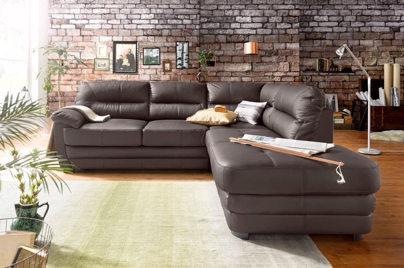 COTTA Polstergarnitur "Royale", (Set), bestehend aus Ecksofa & Hocker, optional mit Bettfunktion und -kasten