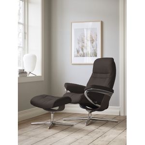 Stressless Relaxsessel "Sunrise", (Set, Relaxsessel mit Hocker), mit Hocker, mit Cross Base, Größe S, M & L, Holzakzent Wenge