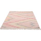 TOM TAILOR HOME Teppich "Vintage ZigZag", rechteckig, 5 mm Höhe, handgewebt, mit Fransen, Boho-Style